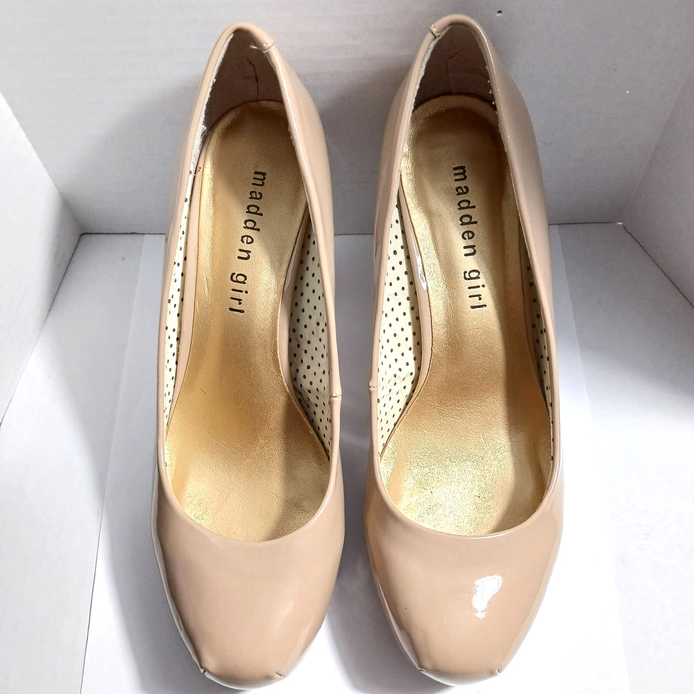 Madden Girl Getta Formal Wedding Beige Cream Size 6 About 3.5" Heels
